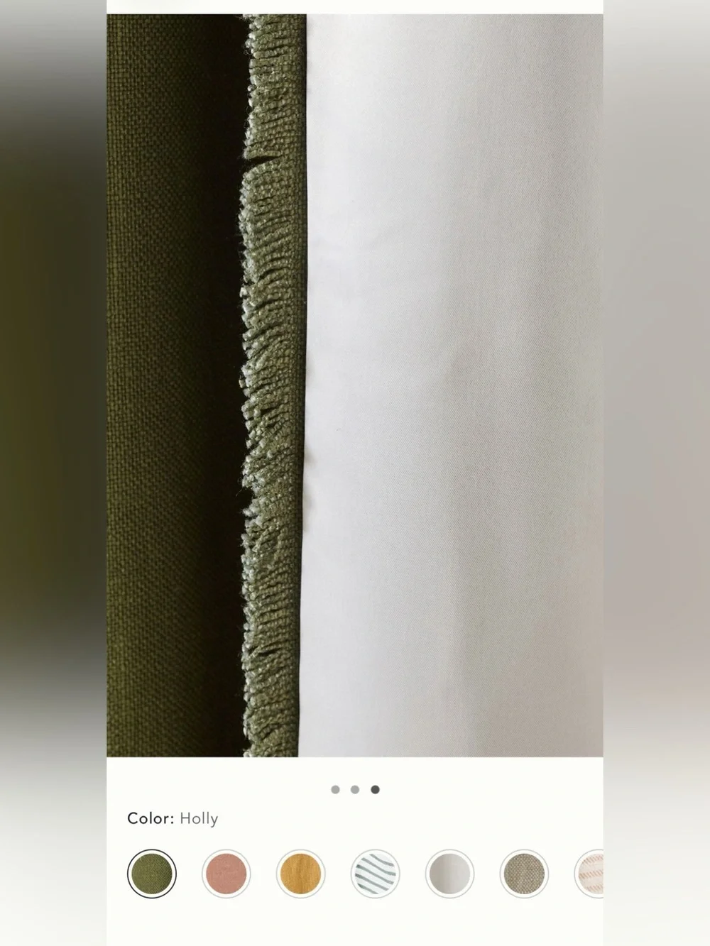 New Anthropologie luxe linen blend blackout curtains Holly green fringe 96 x 50